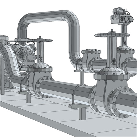 Industrial equipment pump. Wire-frame, 3d renderingのイラスト素材