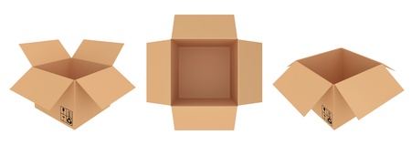Set cardboard paper isolated on background. 3d rendering.の写真素材
