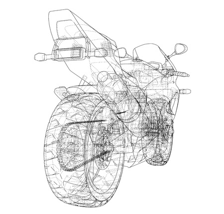 Sport Motorbike technical wire-frame. Vector rendering of 3d.のイラスト素材