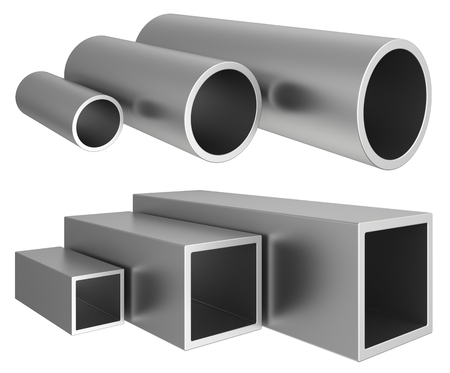 Set metal pipe isolated on background. 3d renderingの写真素材