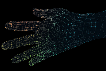 Hands network connections, sense of technology 3d illustrationの写真素材