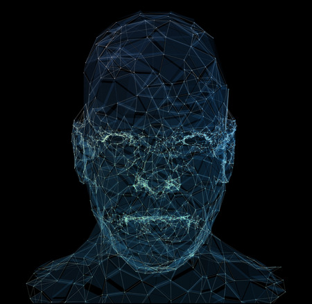 Human head network line abstract background. 3d illustrationの写真素材