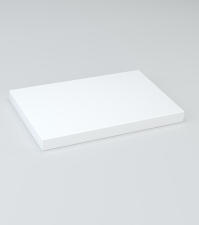 White package blank box from top front side angle. 3D illustration on studio light backgroundの写真素材