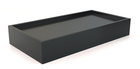 Blank black box in white light studio. 3d rendering.の写真素材