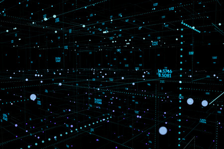 Point flow pattern. Data technology abstract futuristic. 3d illustration