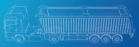 Semi-trailer dump truck sketch vector illustrationのイラスト素材