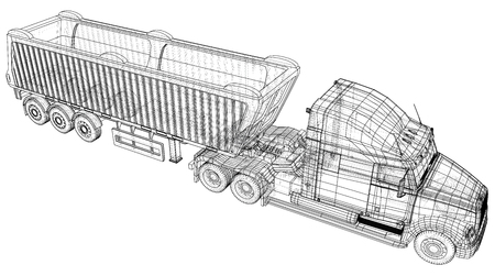 Vector dump truck. Tipper lorry on transparent background. racing illustration of 3d.の写真素材
