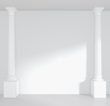 Empty room with sun light on wall. 3d rendering.の写真素材