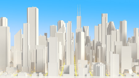Techno mega city skyscrapers. Urban and futuristic technology concepts, 3d rendering.の写真素材
