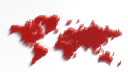 World map isolated on white background. Flat Earth. Travel worldwide, map silhouette backdropの写真素材