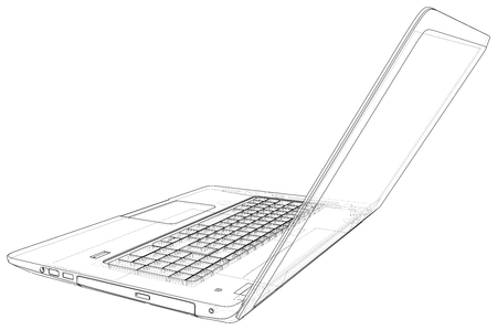 Vector outline of laptop computer. Created illustration of 3dのイラスト素材
