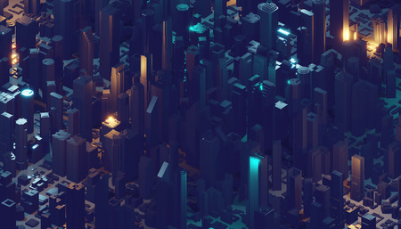 3d rendering, abstract digital background, big data, quantum computer network, cyber cityの写真素材