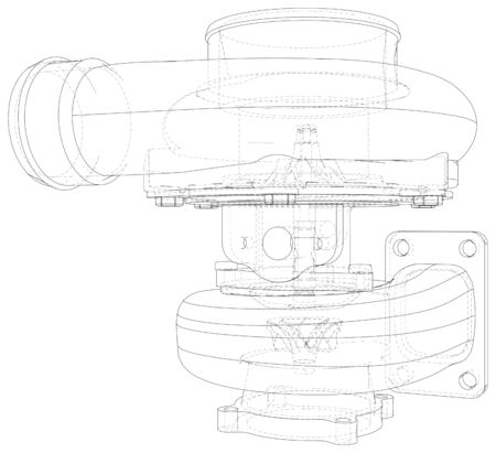 Automobile turbocharger outline illustrations.のイラスト素材