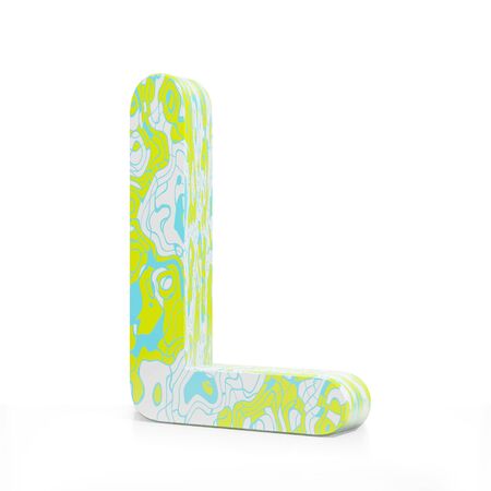 3D rendering letter L on white background. Signs and symbols. Colorful Alphabet. Textured materials.の写真素材