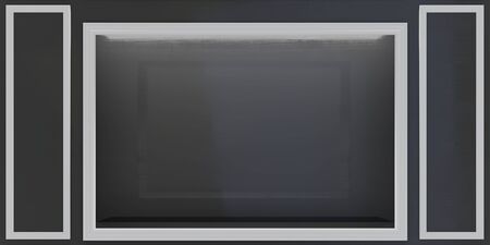 Storefront blank showcases. Empty new shop interior, clean copy space. 3d rendering.の写真素材