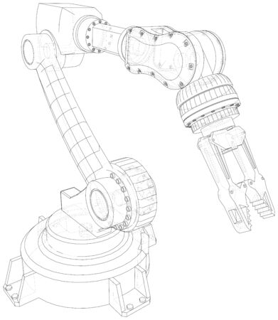 Industrial robot manipulator.  format. Wire-frame Vector created of 3d.  format.のイラスト素材