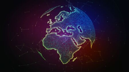 World map point concept. Around Earth globe global network connection. 3d illustration.の写真素材