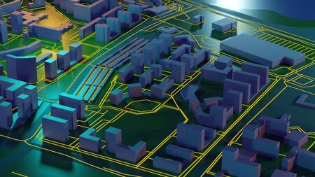 3D image render, Aerial view of cityscape background. 3d rendering.