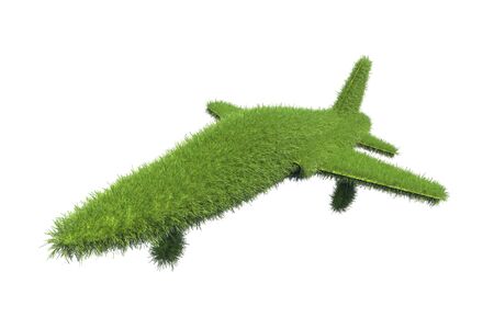 Airplane made from fresh green grass. 3d rendering.の写真素材