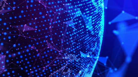 Network concept background with World map. Internet and technology. 3d illustration.の写真素材