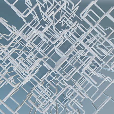 The white maze cube. Square mesh abstract lines. 3d rendering.
