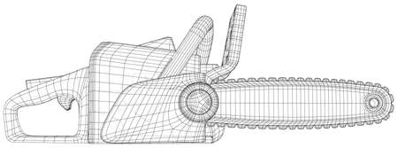 Chainsaw gasoline cutter machinery technology. EPS10 format. Wire-frame Vector created of 3d.のイラスト素材