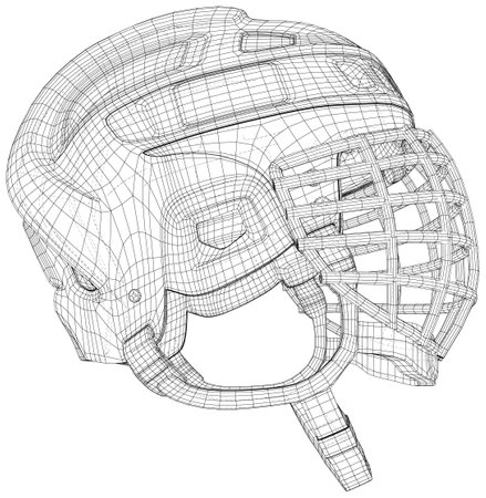 Hockey helmet sketch. EPS10 format. Wire-frame Vector created of 3d.のイラスト素材