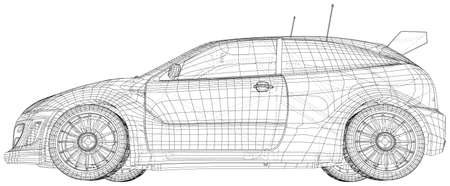 Racing car. Vector Illustration of wire-frame. The layers of visible and invisible lines are separated. EPS10 format.のイラスト素材