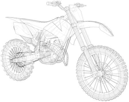 Silhouette of motorbike on a white background.  Vector created of 3d.のイラスト素材