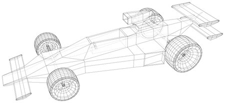 Model speed car. Abstract drawing. Wire-frame. EPS10 format. Vector created of 3dのイラスト素材