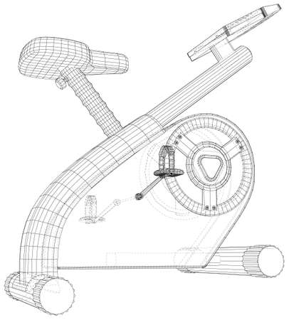 Stationary bicycle on a white background. Vector created of 3d.のイラスト素材