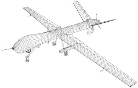 Aircraft unmanned Predator military drone. Vector created of 3d, Wire-frameのイラスト素材