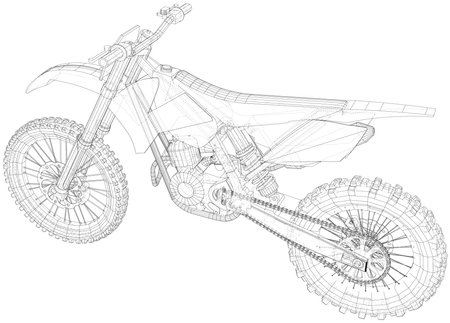 Silhouette of motorbike on a white background. EPS10 format. Vector created of 3d.のイラスト素材