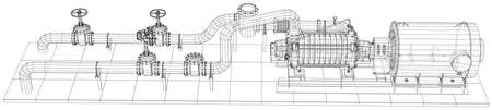 Industrial equipment pump. Wire-frame. EPS10 format. Vector rendering of 3d.のイラスト素材