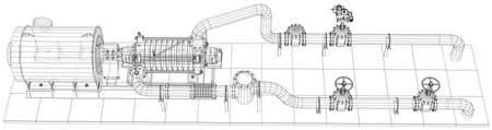 Vector illustration of pumping unit oil industry. Created illustration of 3d.のイラスト素材
