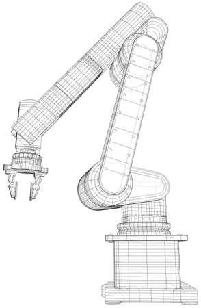 Industrial wire-frame Robot Hand. Technical Vector rendering of 3dのイラスト素材