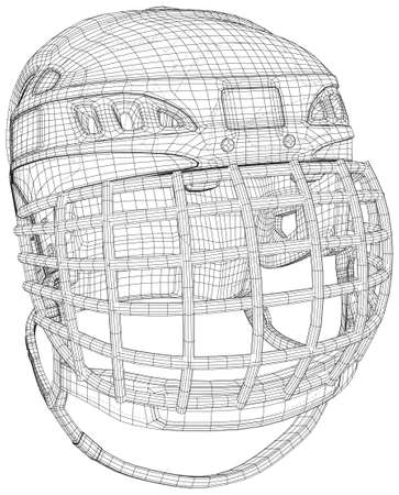 Hockey helmet. EPS10 format. Wire-frame Vector created of 3d.のイラスト素材
