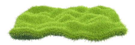 a square piece of cut grass. 3d illustration.の写真素材