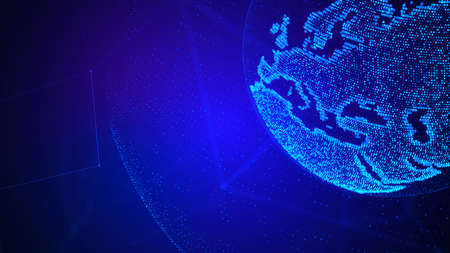 Earth Globe world map. Background with Light Effect. Global International Connectivity Background. 3D illustration.の写真素材