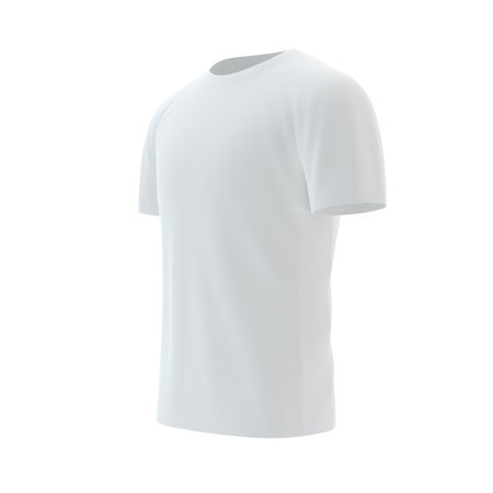 White blank t-shirt template, natural shape on invisible mannequin, for your design print mockup, isolated on white background. 3d illustration.の写真素材