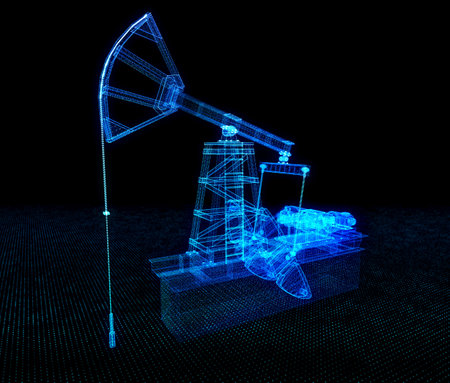 Oil rig energy industrial machine for petroleum. Nodding donkey. Oil pump jackの写真素材