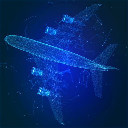 Travel plane. Airplane digital with line,dot. future air transport conceptの写真素材