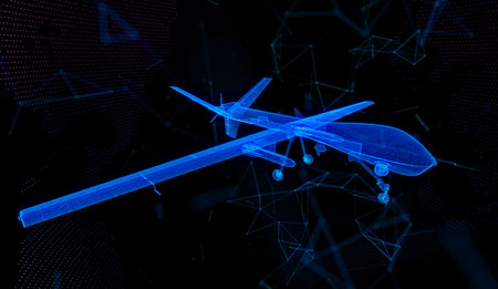 Military Drone. Digital technology visualization military aerial droneの写真素材