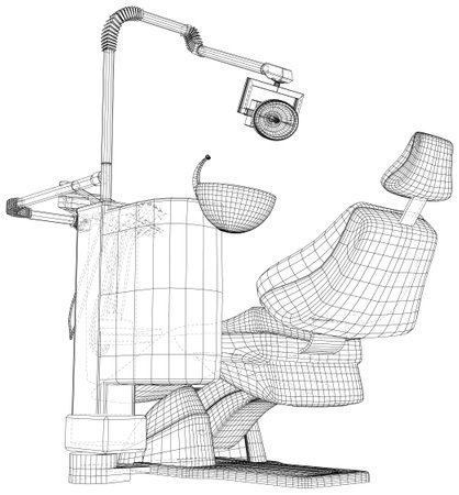 Dental chair on a white background. Wire-frame dentist equipmentのイラスト素材