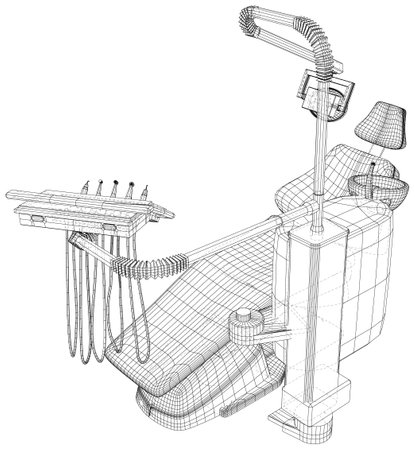 Outline drawing dental chair. Vector rendering of 3d. The layers of visible and invisible lines are separated. Wire-frameのイラスト素材