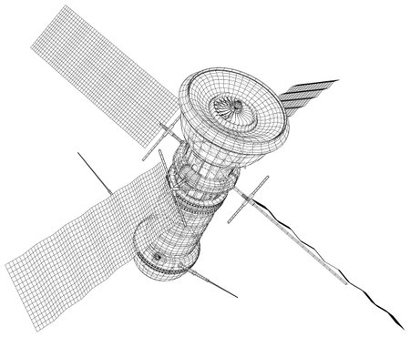 Satellite. 3d satellite vector illustration. Wireless satellite technologyのイラスト素材