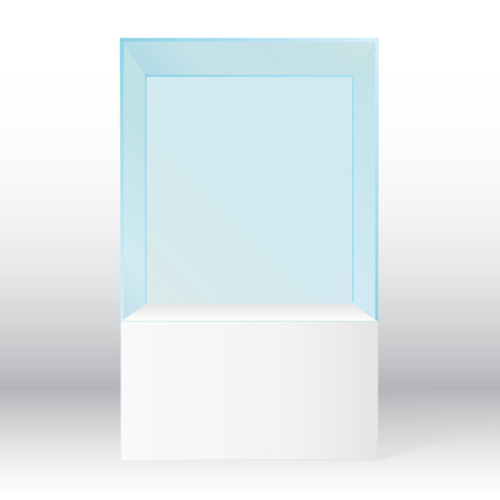 Empty glass showcase in cube shape for presentation mockupのイラスト素材