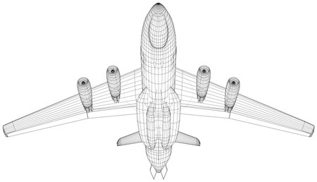Military force air flying radar AWACS jet airplane. Vector Illustration of 3d.のイラスト素材