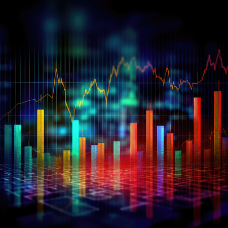 glowing forex chart backdrop with grid. Invest and trade conceptの素材
