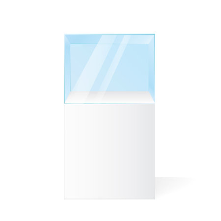 Glass showcase for the exhibition. Stock vector illustrationのイラスト素材